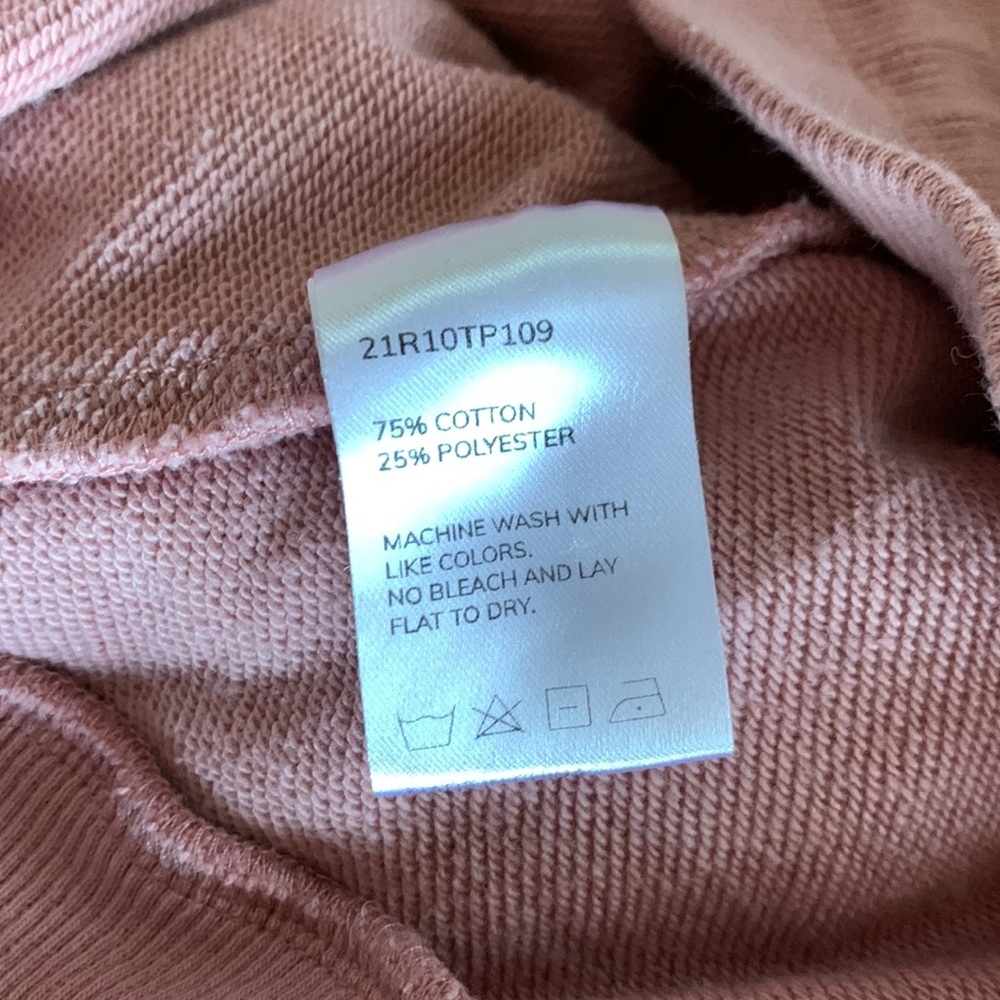 NAP Drawstring Hem Cotton Sweatshirt Blush Pink Oversized Top Women’s Size Large - Picture 12 of 12